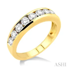 1 Ctw Channel Set Round Cut Diamond Wedding Band in 14K Yellow Gold