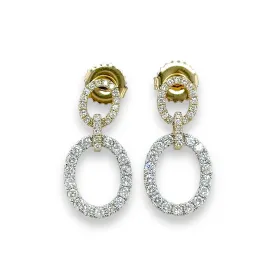 14K TT Gold 0.83ctw Double Oval Diamond Drop Earrings