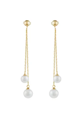 14K Yellow Gold Cultured Fresh Water Pearl Earrings