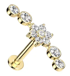 14kt Gold Flower Arch CZ Threadless Labret