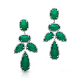 14KT White Gold Emerald Triplet Diamond Bellissima Chandelier Earrings