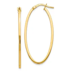 1.5mm Square Tube Oval Hoop Earrings in 14k Yellow Gold, 40mm