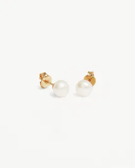 18k Gold Vermeil Floating On Air Pearl Stud Earrings - 6mm