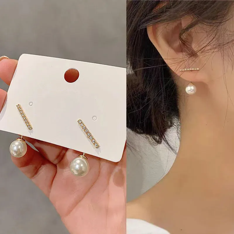 2023 New Bright Crystal Luxury Korean Unusual Claw Stud Earrings Ear Piercing Hook Irregular Pearl Christmas Jewelry Gift