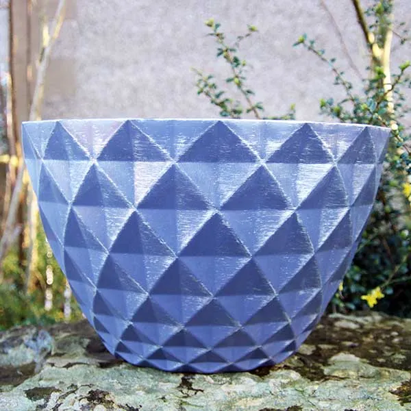 25cm Diamond Planter Grey/Silver Plant Pot