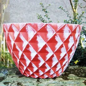 42cm Diamond Planter Terracotta/White Plant Pot