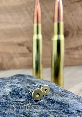 50 Cal Brass Primer Stud Earrings, Studs, Sterling Silver or Stainless Steel, 50 Caliber, Gold Tone, 50 BMG