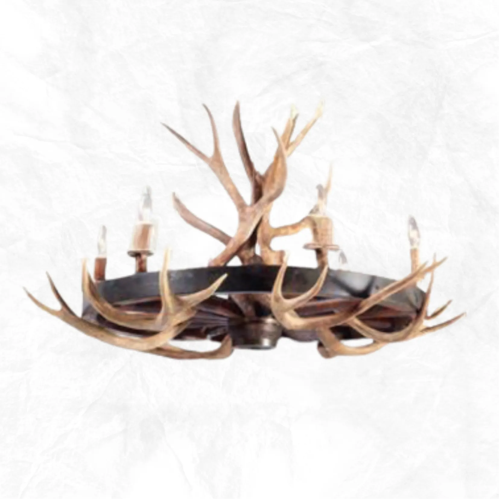 6 Light Wagon Wheel Antler Chandelier