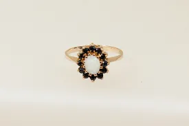 9ct Gold Opal and Sapphire Cluster Ring