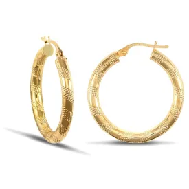 9ct Yellow Gold Zebra Hoop Earrings