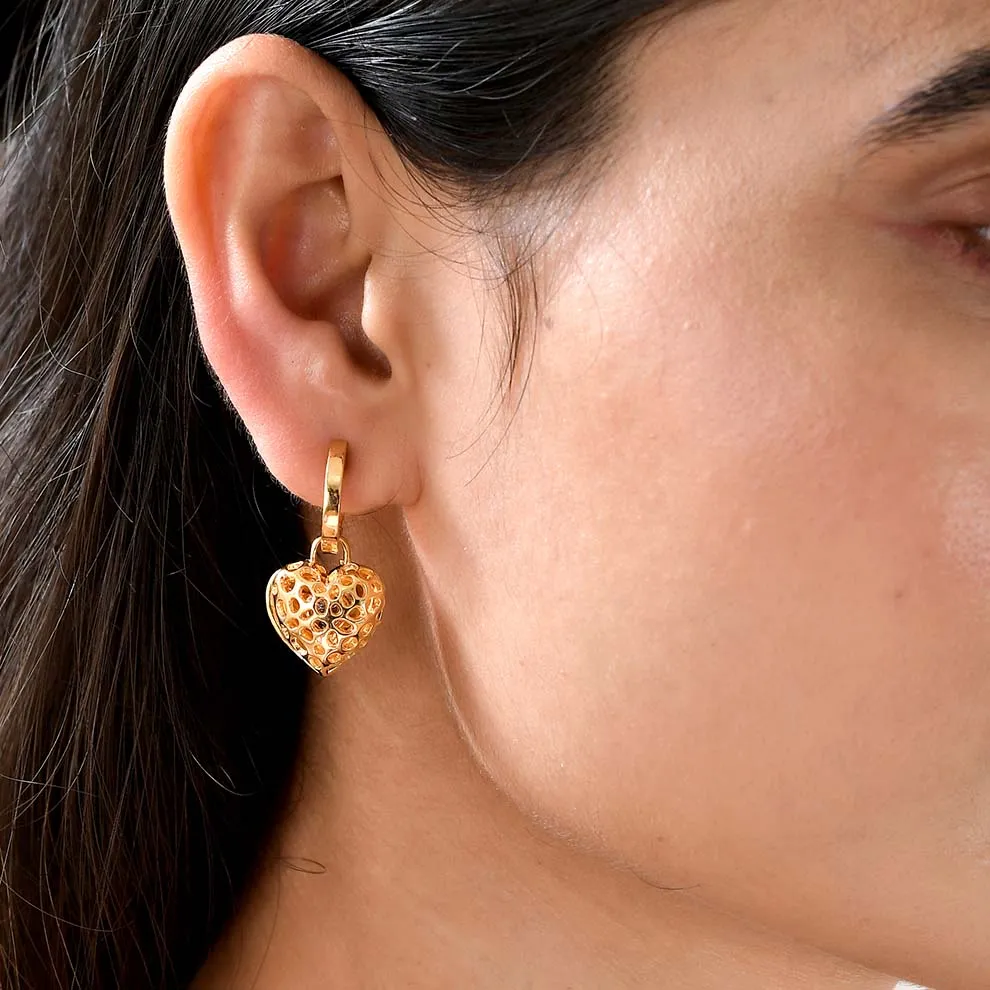 Angel Heart Hoop Earrings with Tanzanite