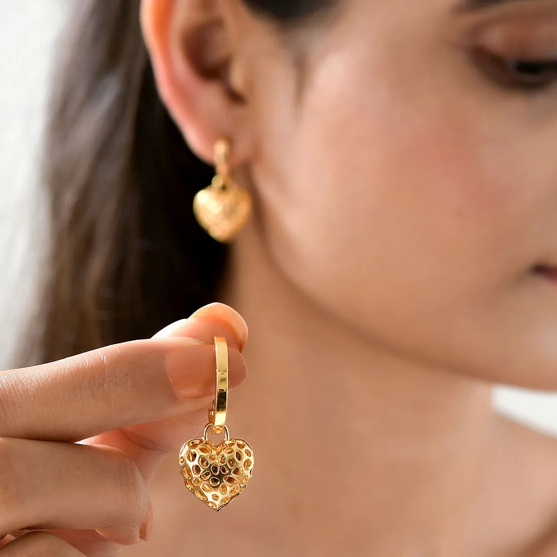 Angel Heart Hoop Earrings with Tanzanite