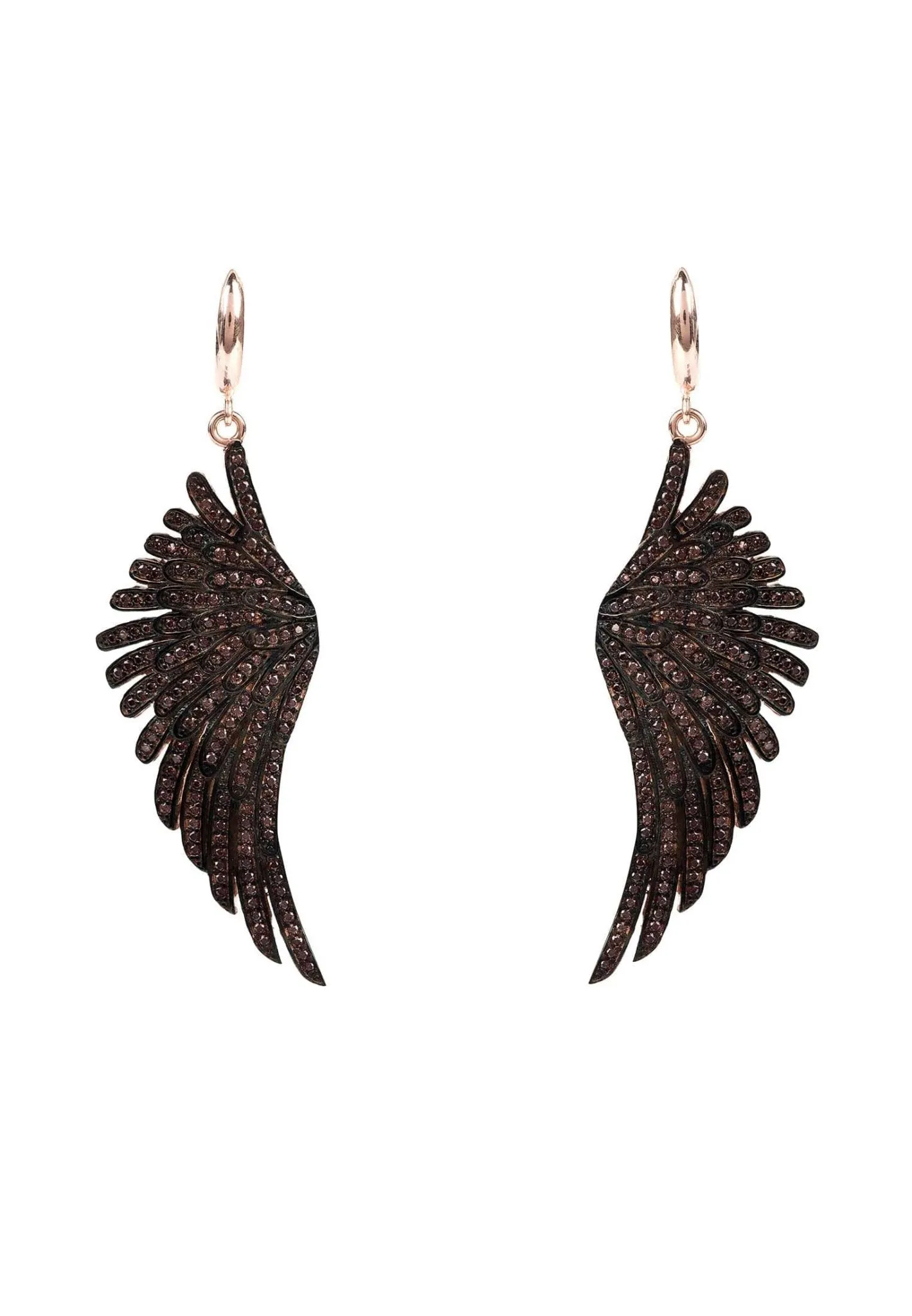 Angel Wing Drop Earrings Rosegold Chocolate