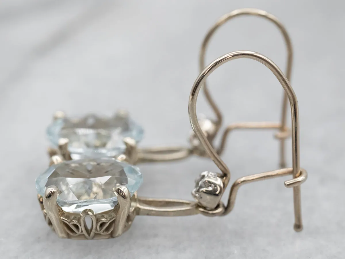 Aquamarine and Diamond Drop Earrings