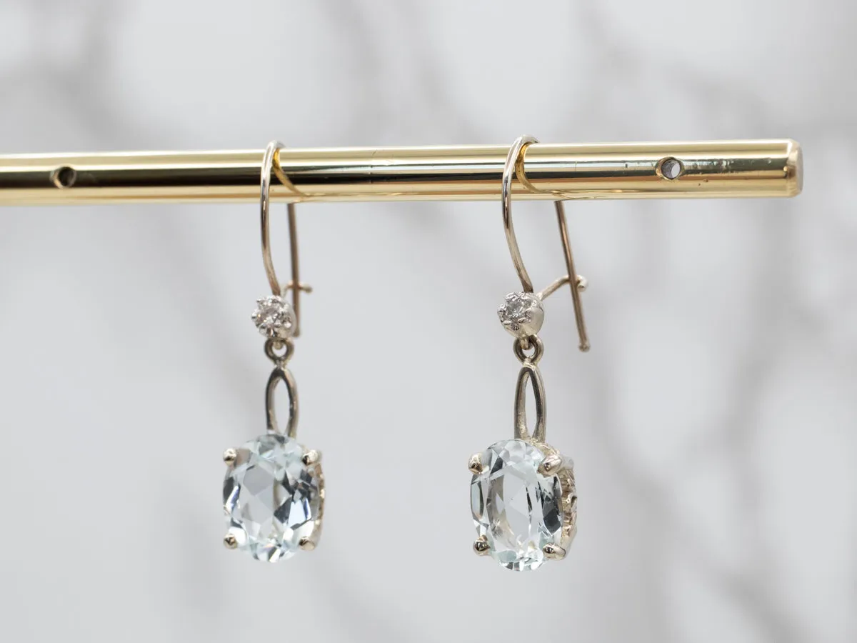 Aquamarine and Diamond Drop Earrings