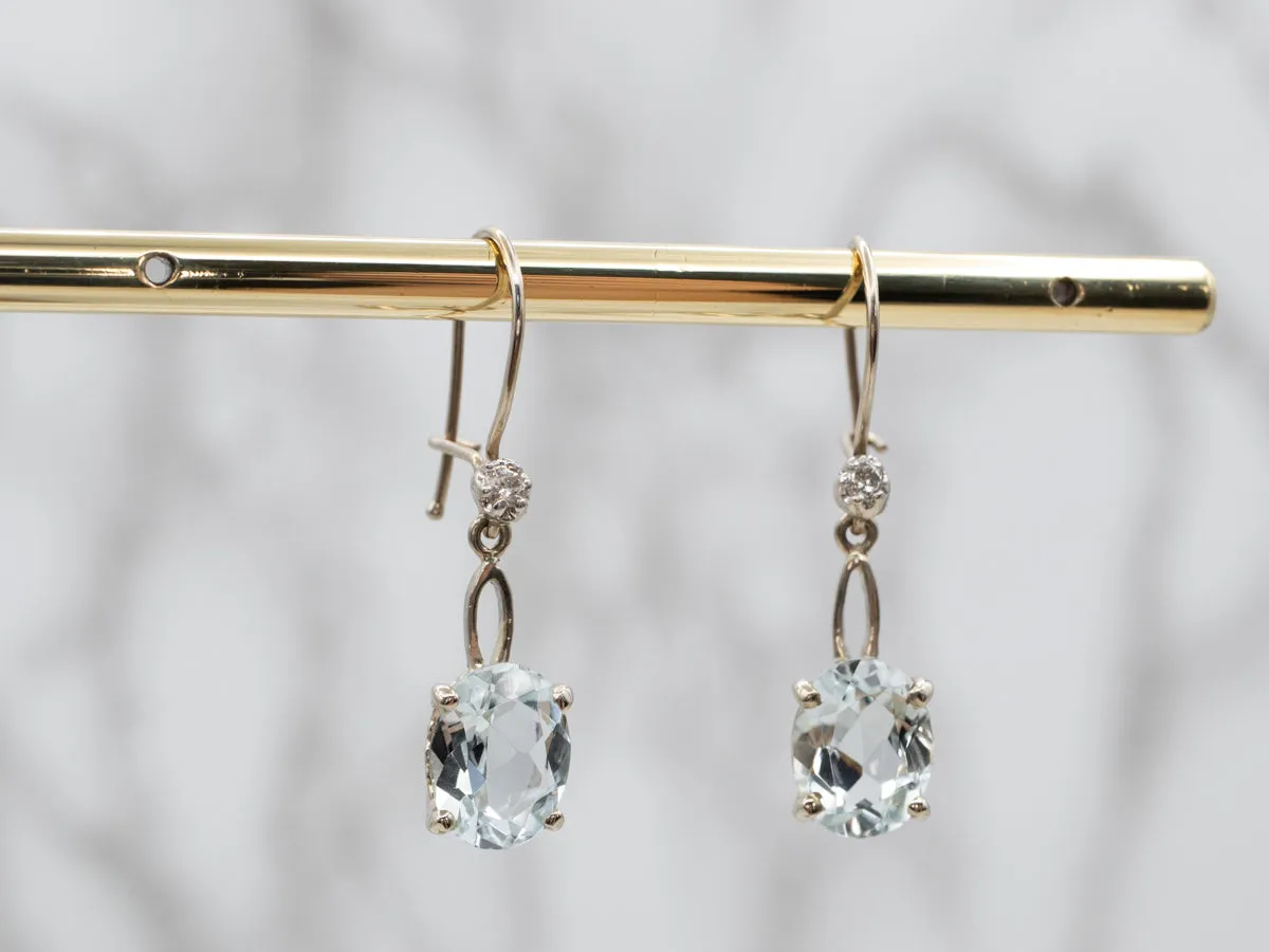 Aquamarine and Diamond Drop Earrings