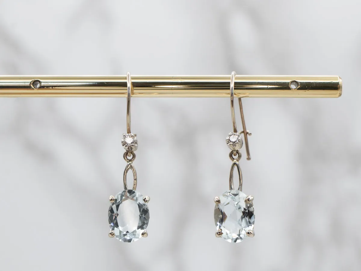 Aquamarine and Diamond Drop Earrings