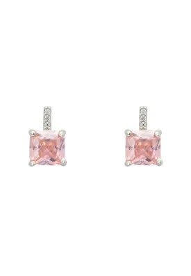 Aria Crystal Stud Earrings Morganite Pink Silver