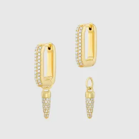 Auree x @theeditbutton Gold CZ Interchangeable Hoop & White Pointed Drop Earrings