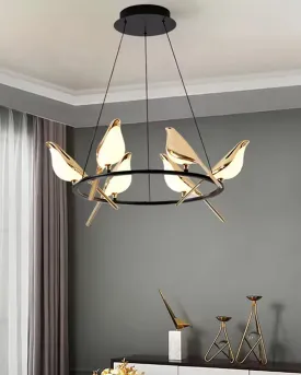 Aves 6 - Sitting Birds Chandelier