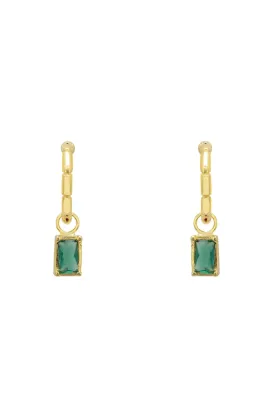 Bamboo Hoop with Emerald Earrings Gold