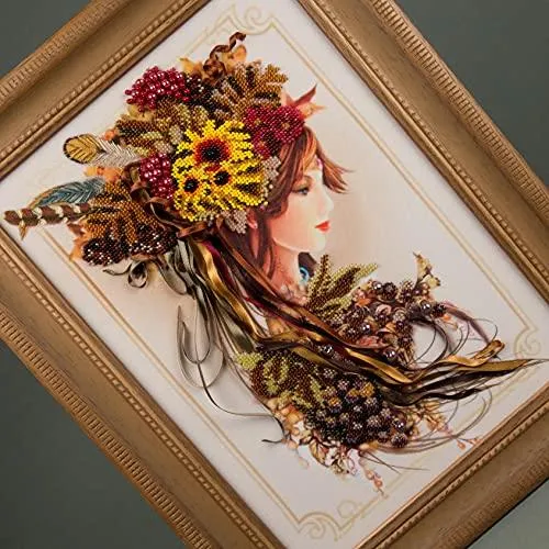 Beadwork kit B-643 "Autumn", Bead Embroidery, Needlepoint, Handcraft kit, DIY Beaded Painting 3D, Tapestry Beaded Cross Stitch kit, Beadwork