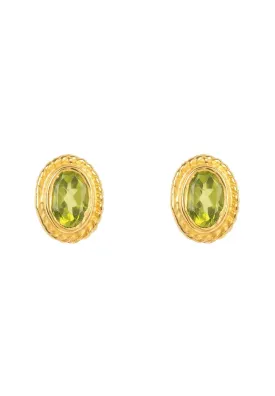 Birthstone Gold Gemstone Stud Earring August Peridot