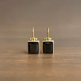 Black Rectangle Hematite Earrings