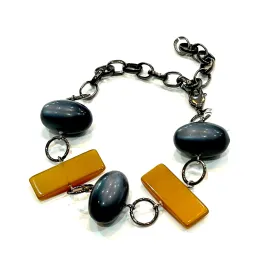 Charcoal & Gold Geo Moonglow Stations Bracelet