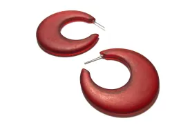 Cherry Red Frosted Mod Go Go Hoop Earrings