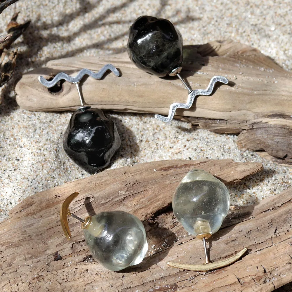 Chunky Front Back Titanium Earrings