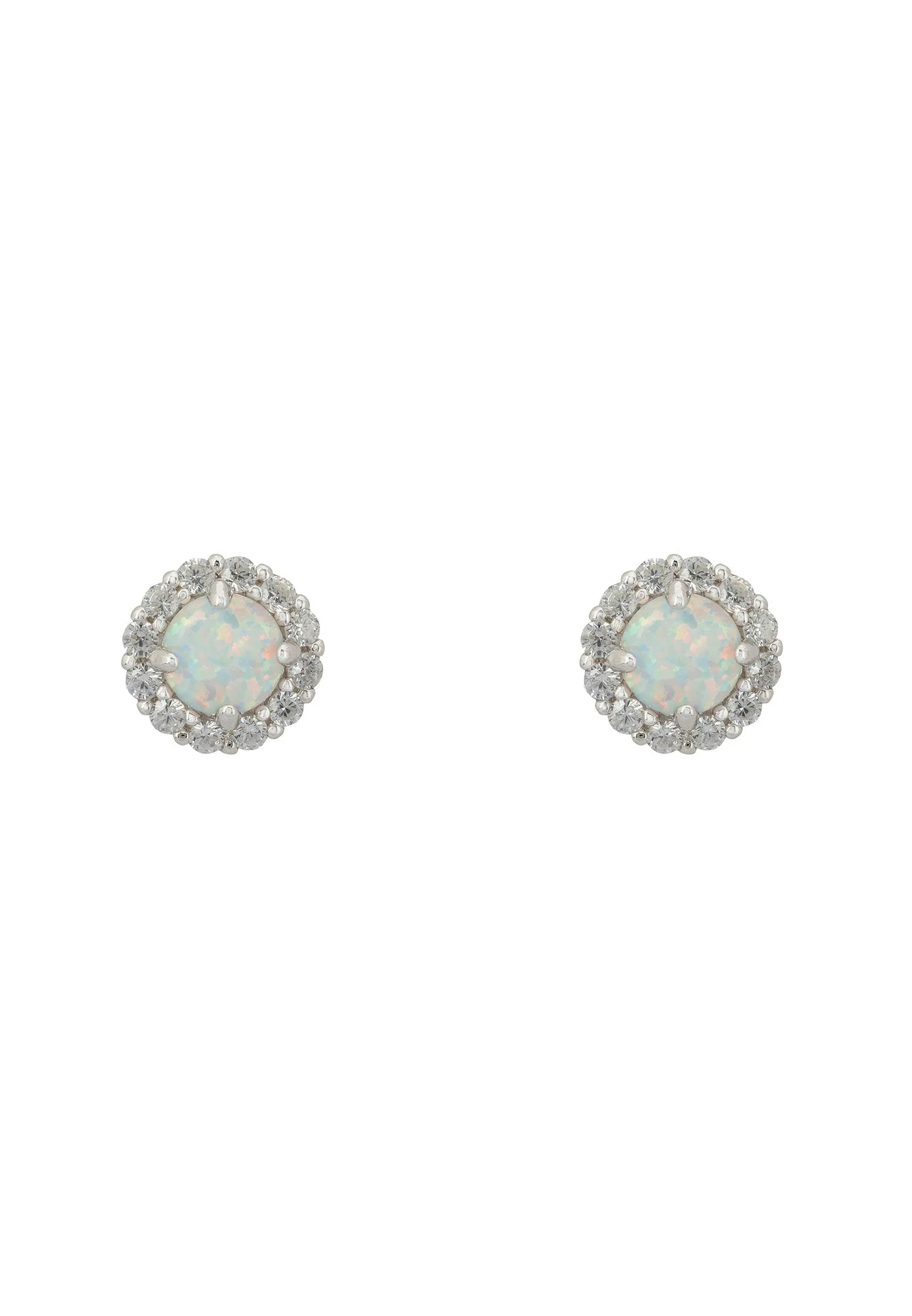 Crown Opal Stud Earrings Silver