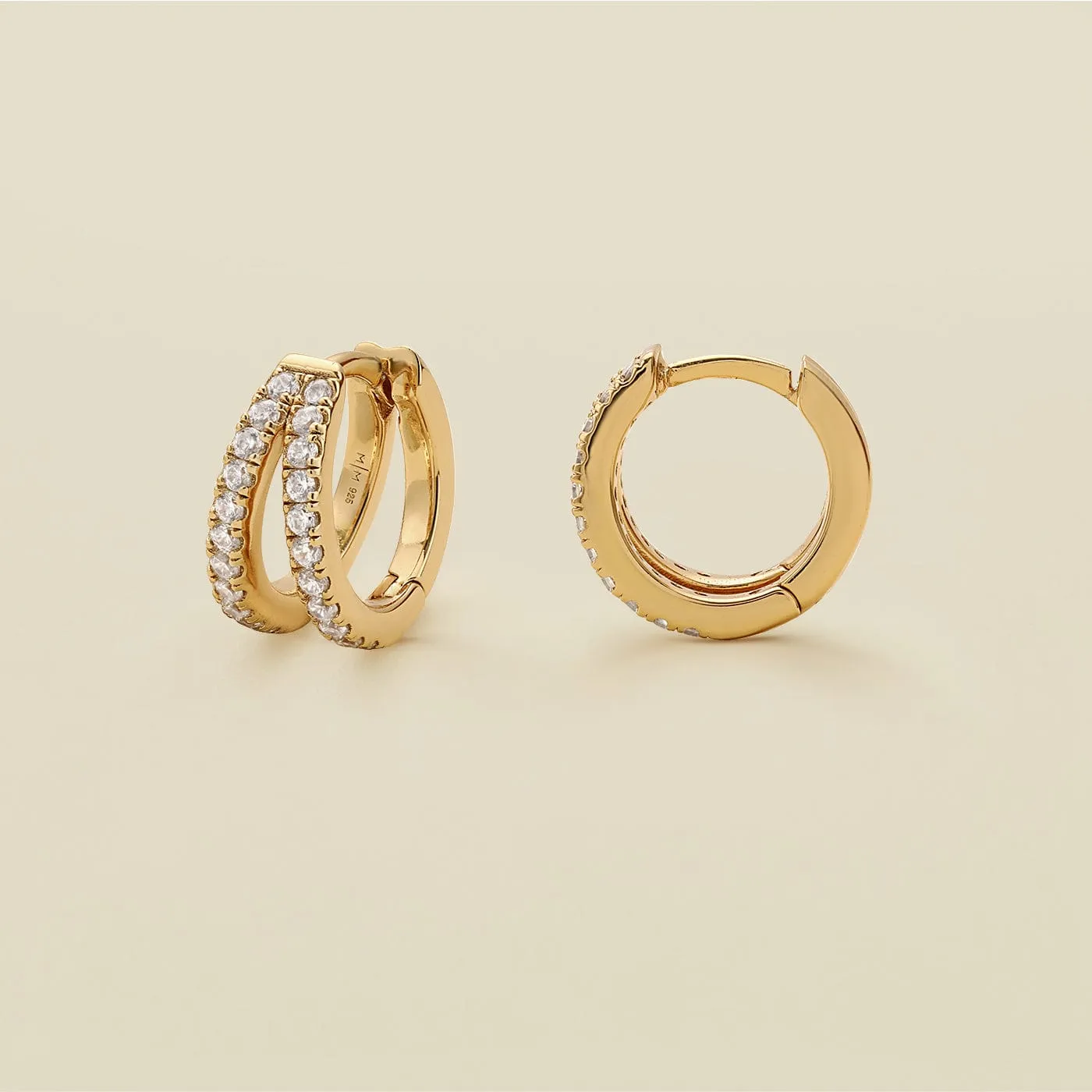 CZ Split Huggie Hoop Earrings