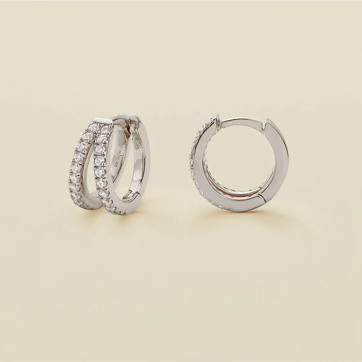 CZ Split Huggie Hoop Earrings