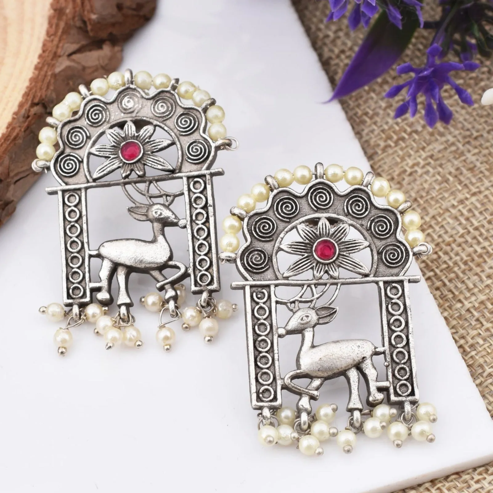 Deer Design Stud Earrings