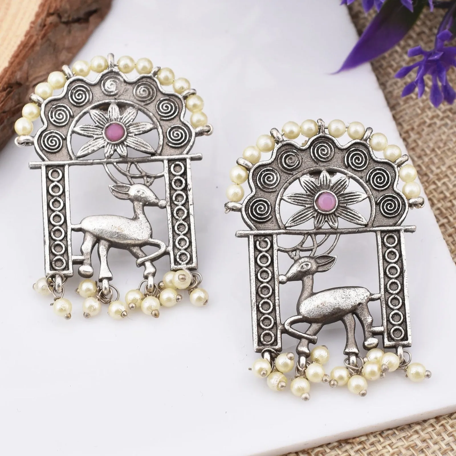 Deer Design Stud Earrings