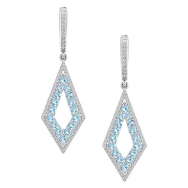 Diamond and Blue Topaz Drop Earrings