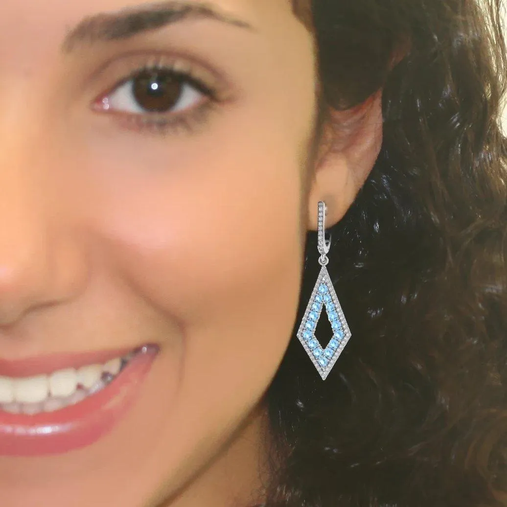 Diamond and Blue Topaz Drop Earrings