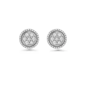 Diamond Halo Round Shape Studs Earrings (0.75 ct.) in 14K Gold