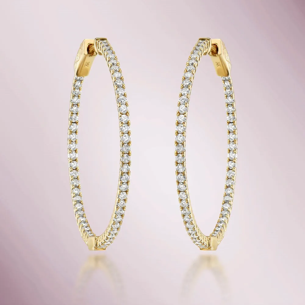 Diamond Inside-Out 1.25'' Hoop Earrings (1.60 ct.) 1.7 mm in 14K Gold