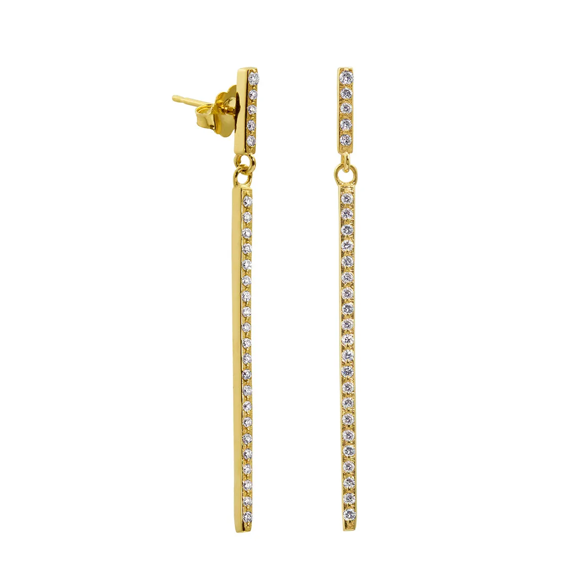 Diamond Matchstick Drop Earrings