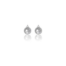 Diamonds by Georgini - Natural Aquamarine and Two Natural Diamond March Earrings Silver