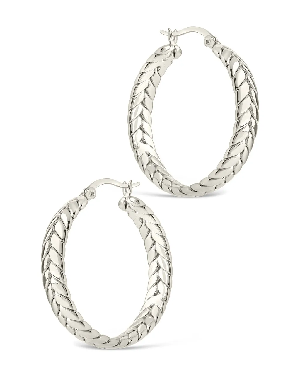 Double Row Herringbone Statement Hoop Earrings
