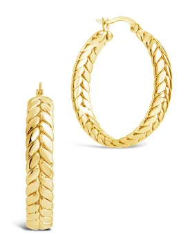 Double Row Herringbone Statement Hoop Earrings