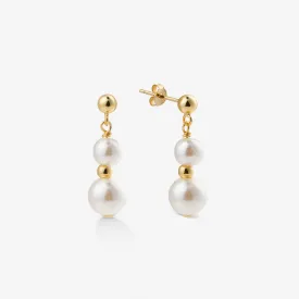 DUO PEARL DROP EARRINGS Gold