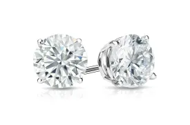 Earrings 1.41cts Natural Round Diamonds I I1 18kt Gold Studs