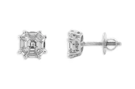 Earrings 14kt Gold Asscher Diamonds I VS 0.87 carats