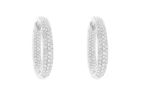 Earrings 18kt Gold & 3-Row Diamonds Hoops