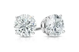 Earrings 2.02 cts Natural Round Diamonds Color I Clarity I1 18kt Gold Studs