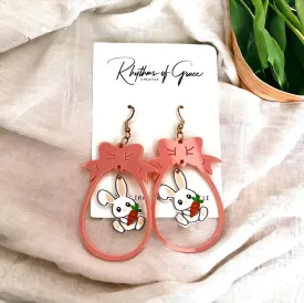 Easter Earrings - Easter Carrot, Happy Easter, Easter Bunny, Easter Accessories, Easter Egg, Easter Accessories, Easter Basket, Pink Bunny